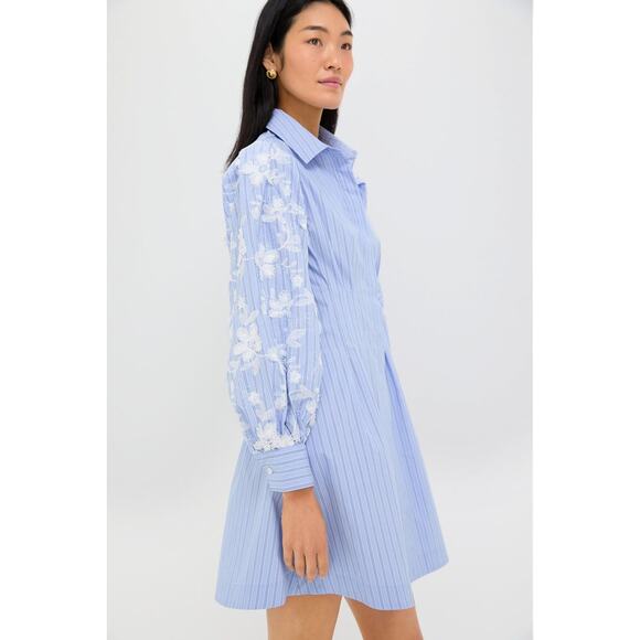 TUCKERNUCK Blue Stripe Embroidery Mini Corinne Dress Size XL NWT - Picture 7 of 8